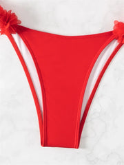 Sexy Red 3D Flower Two Piece Swimsuit