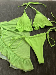 Mesh Cover-ups Bikini Set