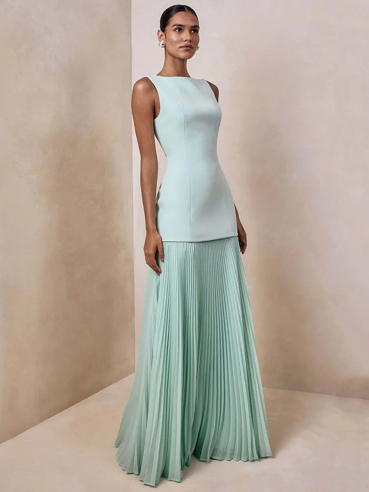 Elegant Pleated Long Dress