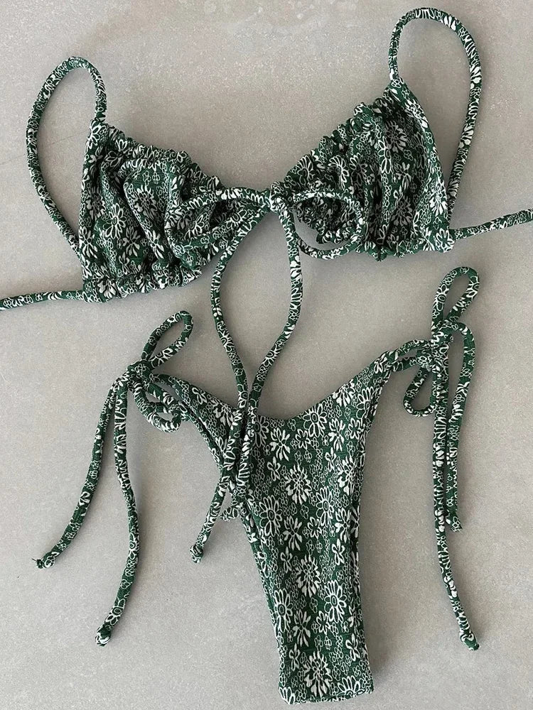 Sexy Ruffle Frilled Micro Thong Bikini