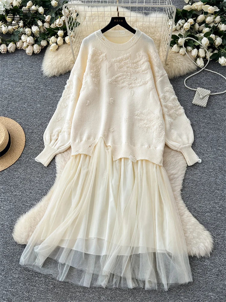 Bohemian Embroidered Sweater Loose Dress