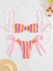 Sexy Pink Striped Mini Bikini