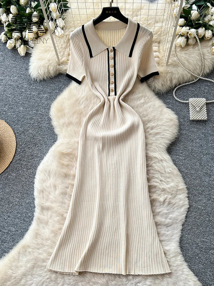 Knitting A-line Workwear Dress