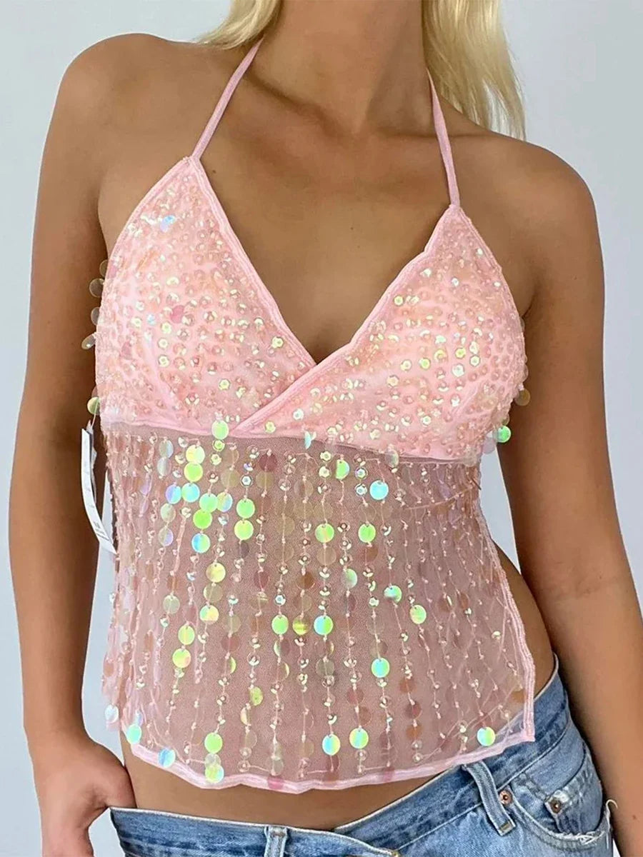 Sequin Halter Top