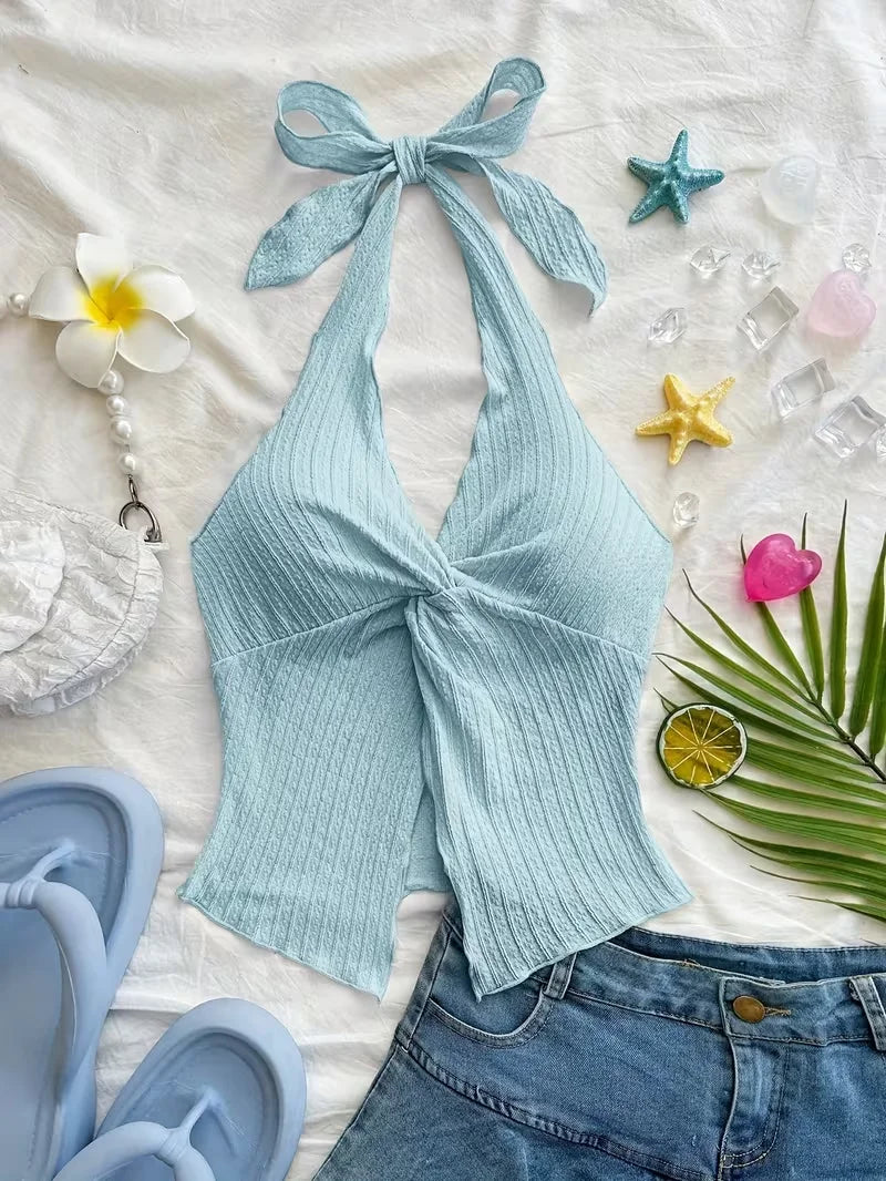 Suspender Twisted Backless Top
