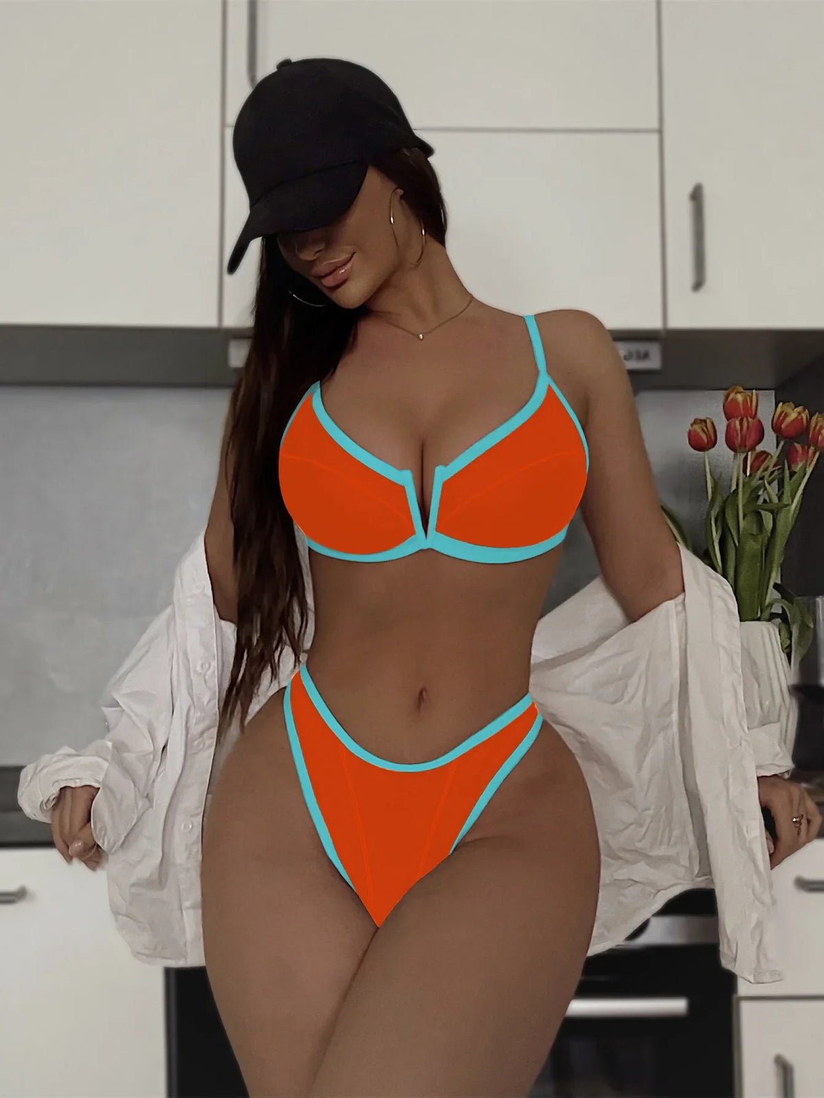 Sexy Green Contrast Bikini Set