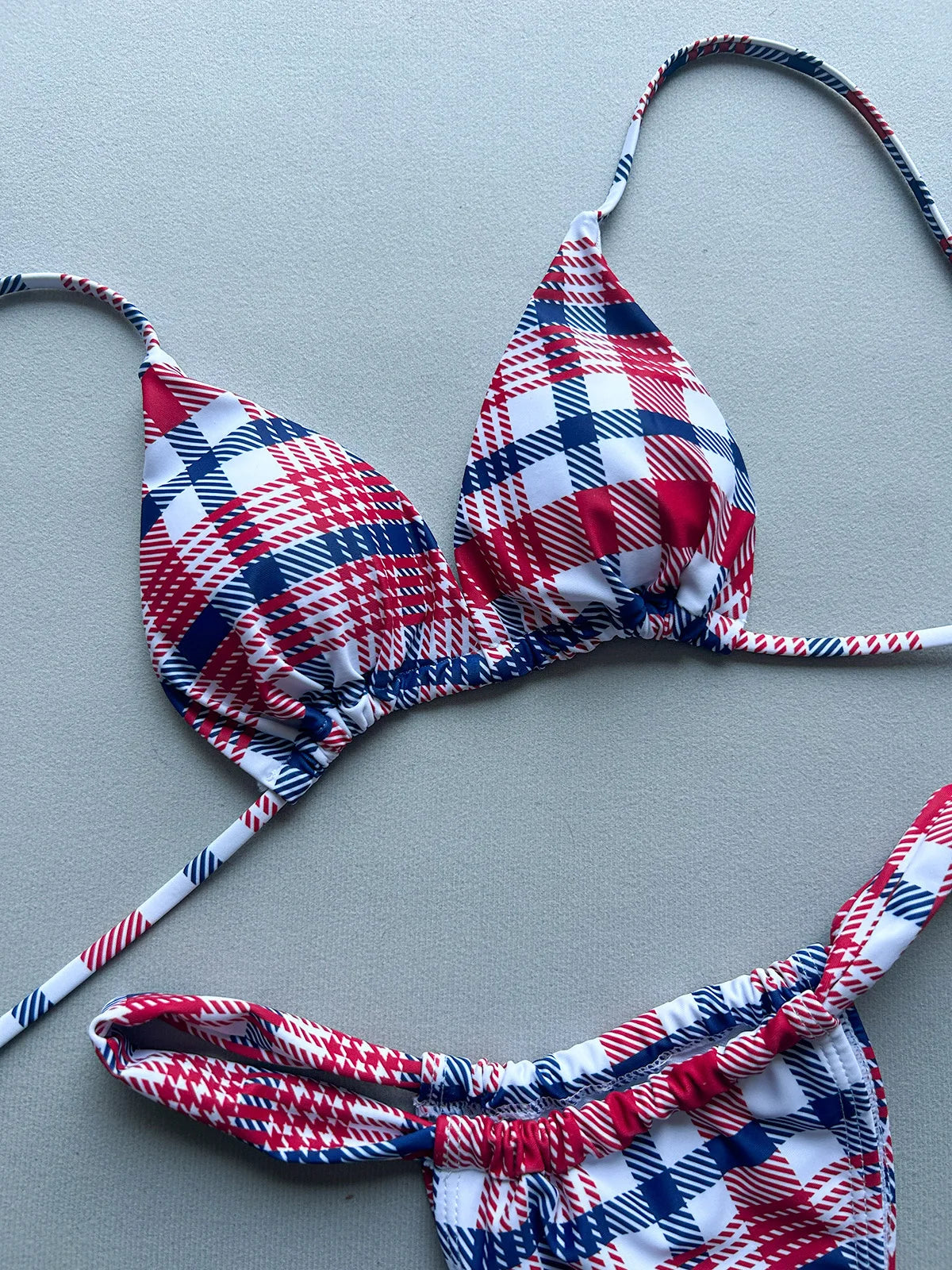 Sexy Red Plaid Micro Bikini