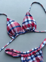Sexy Red Plaid Micro Bikini