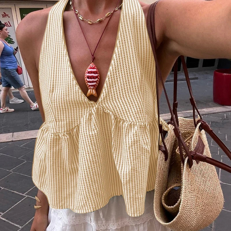 Bohemian Plaid Babydoll Tank Tops