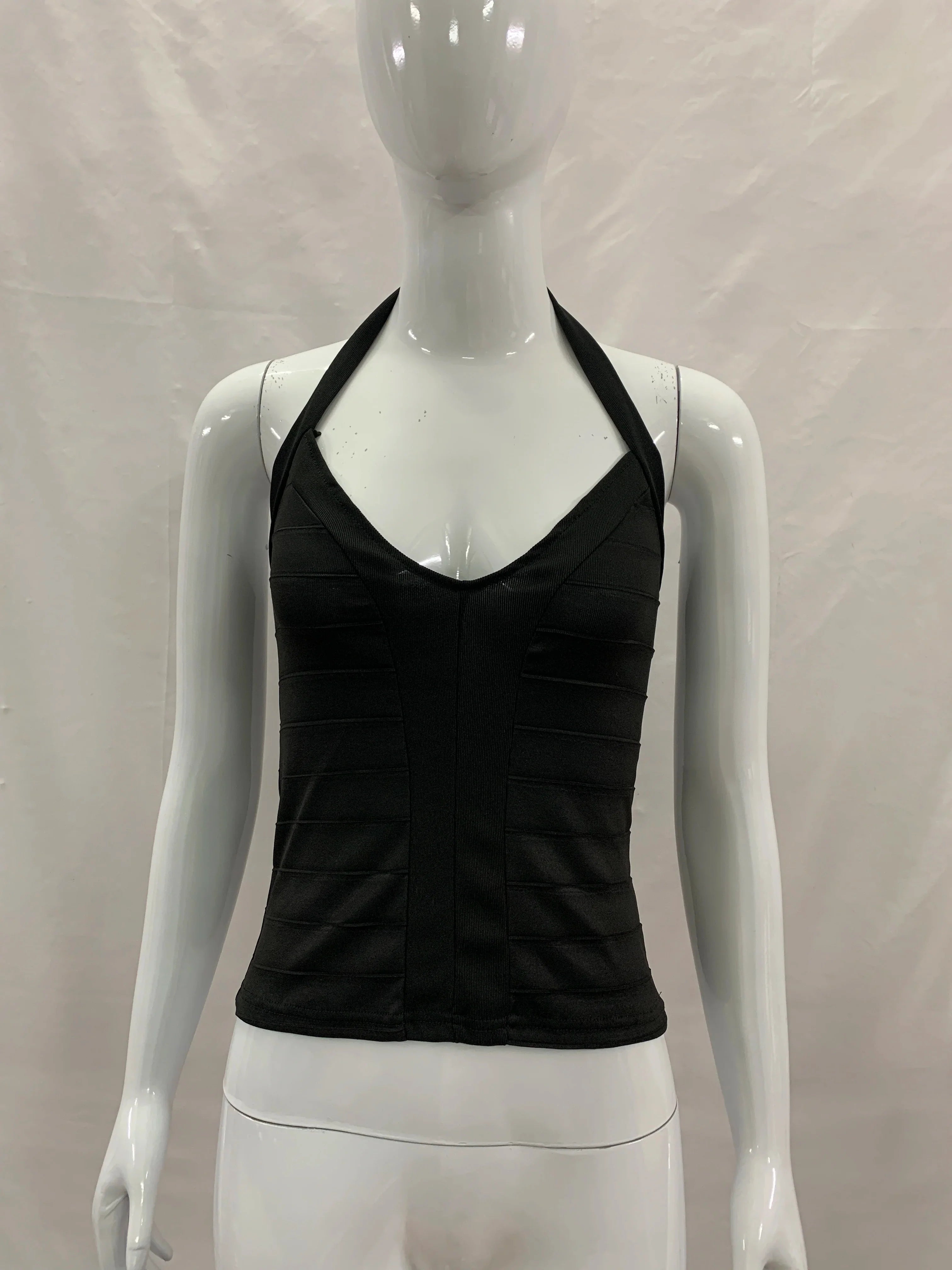 Halter V Neck Bandage Crop Top