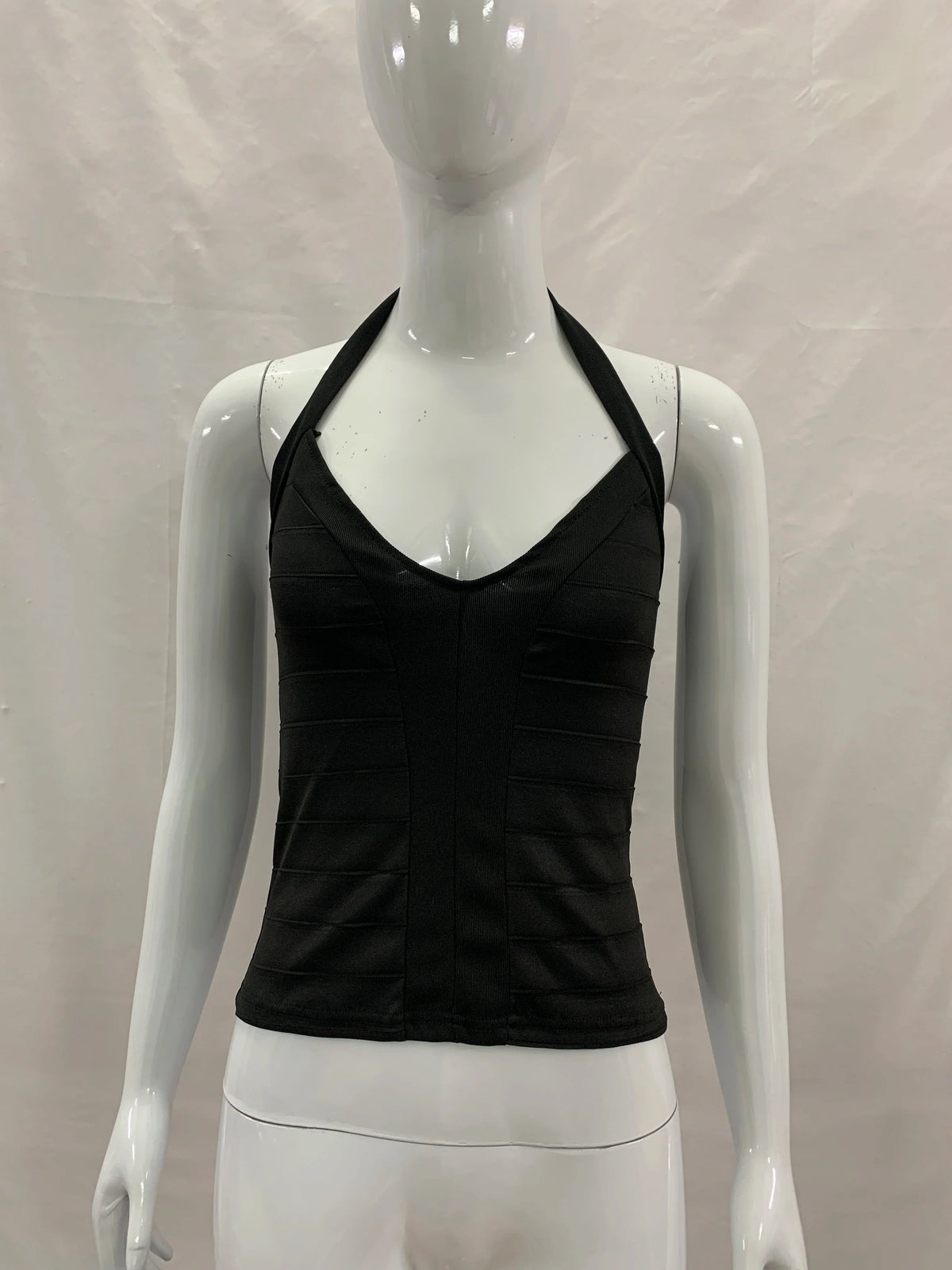 Halter V Neck Bandage Crop Top