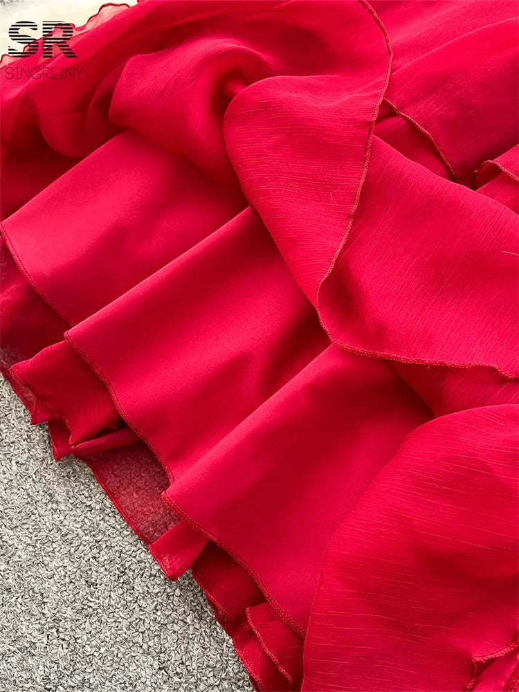 Ruched Ruffles Dress