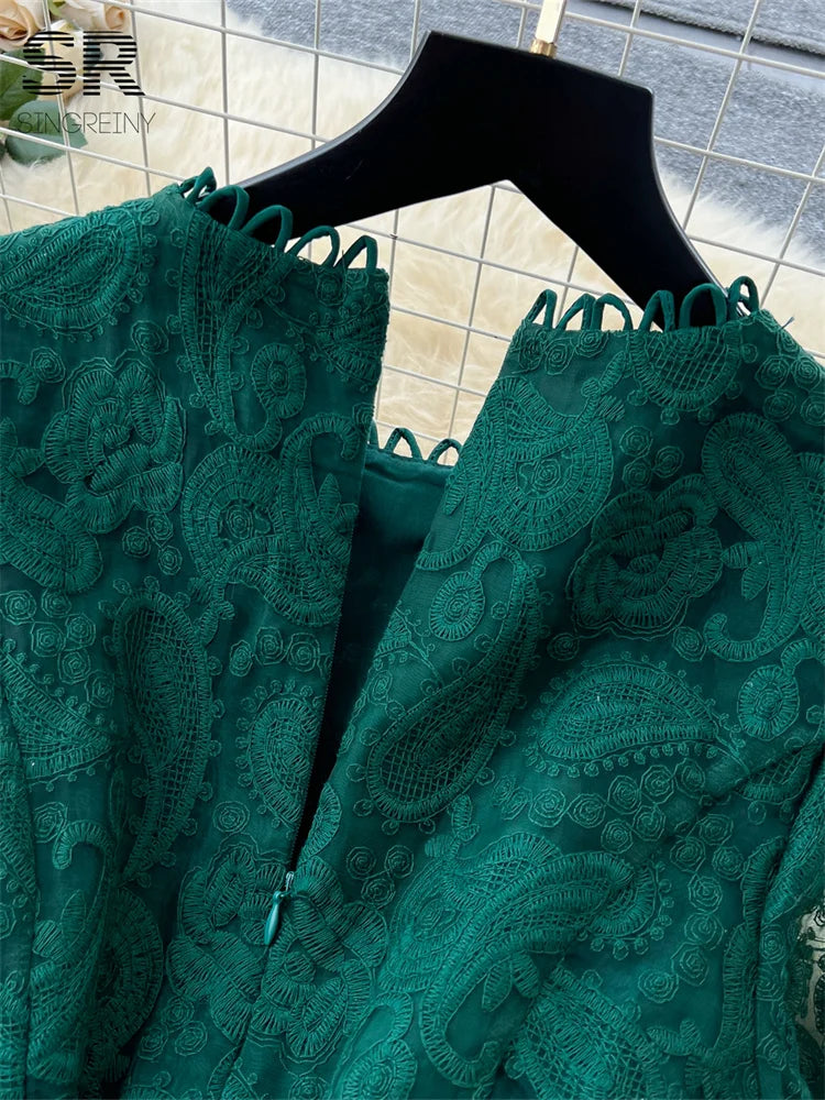 Vintage Lace Hook Flower Hollow Dress
