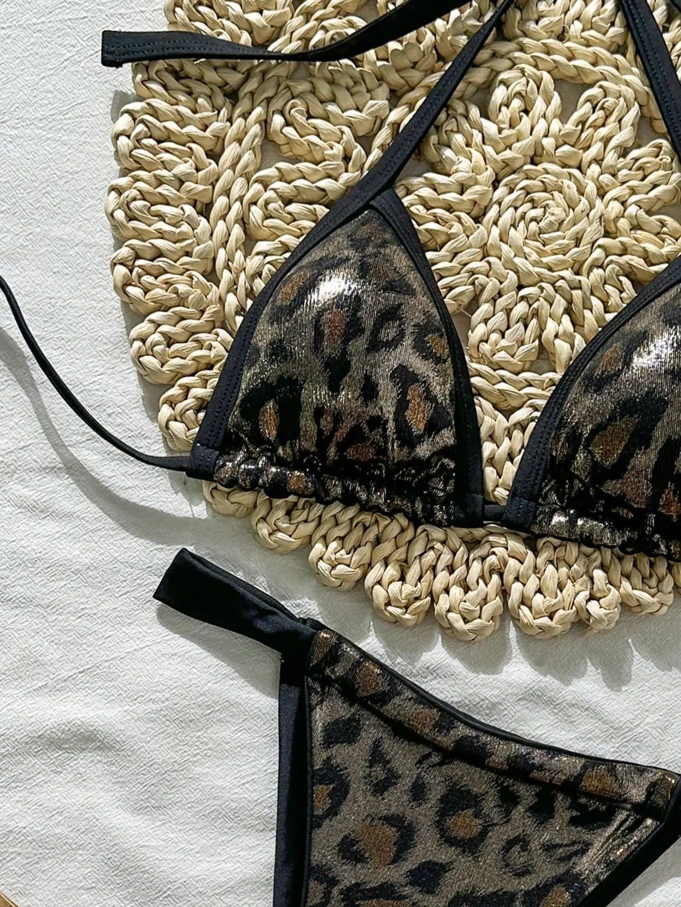 Sexy Brozing Black Leopard Print Bikini
