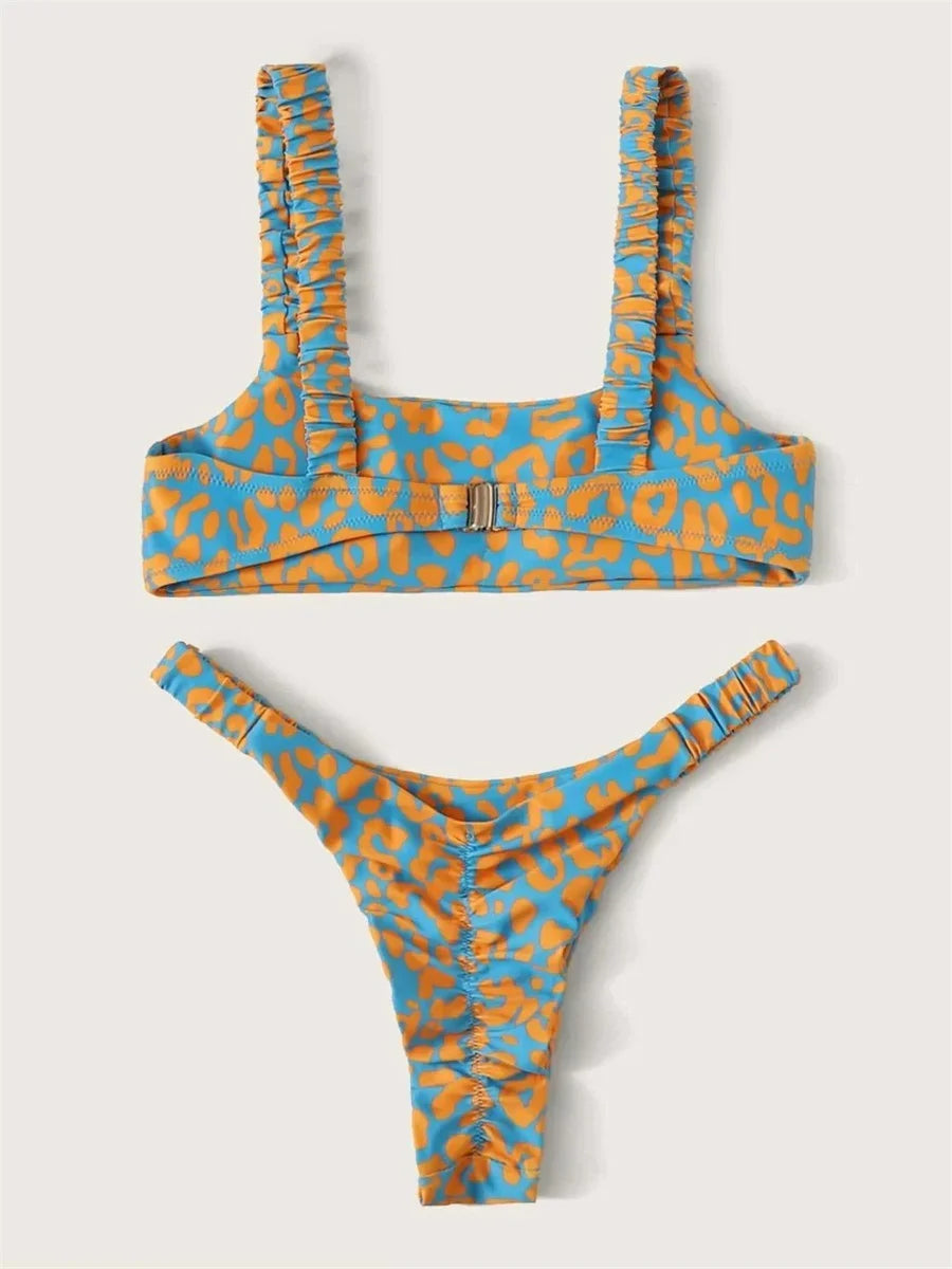 Sexy Orange Leopard Print Bikini Set
