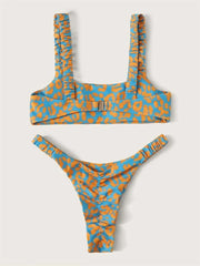 Sexy Orange Leopard Print Bikini Set