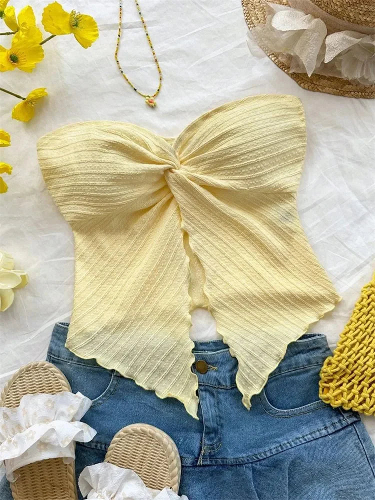 Twist Knot Cropped Tube Top