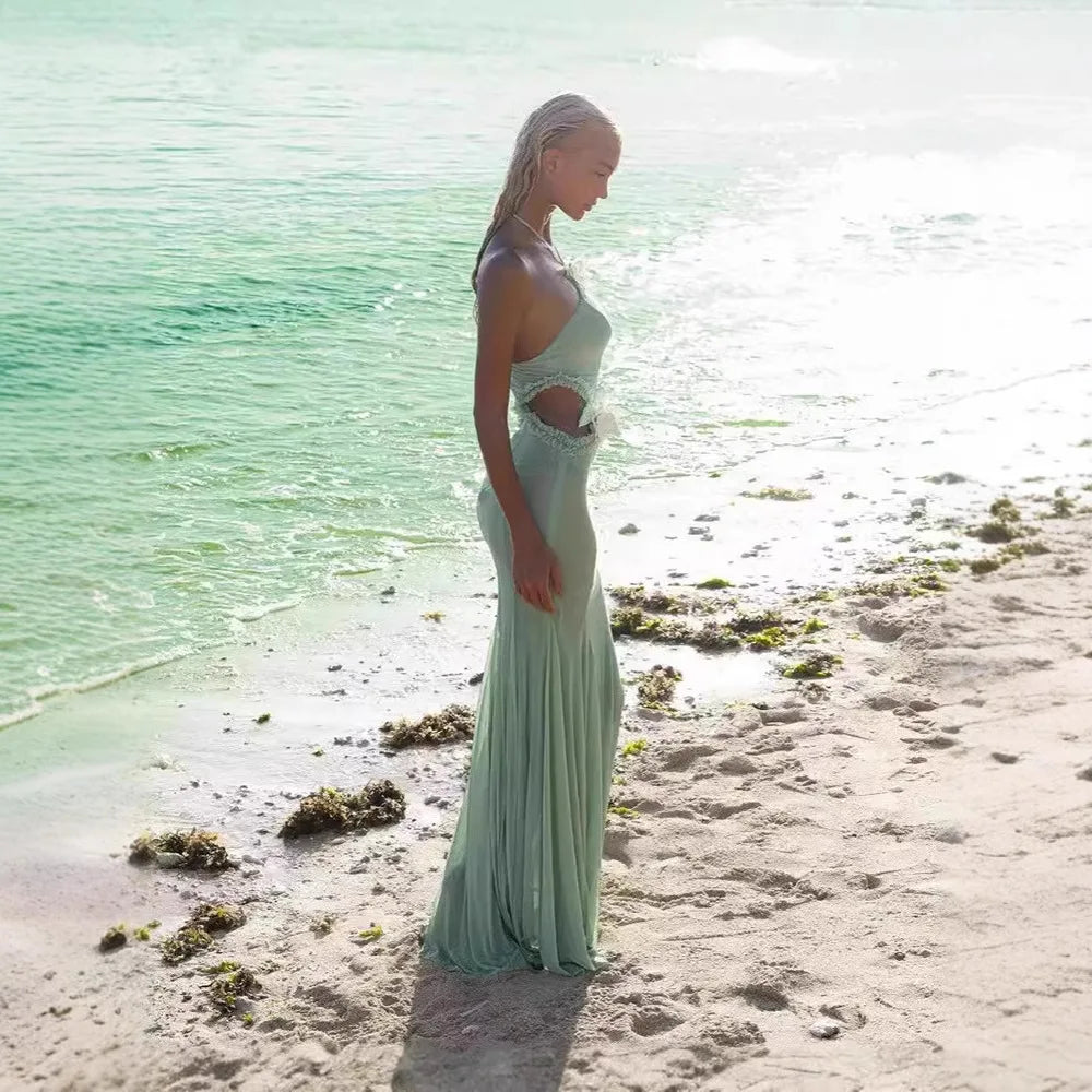 Sexy Seaside Holiday High Waist Halter Party Dress