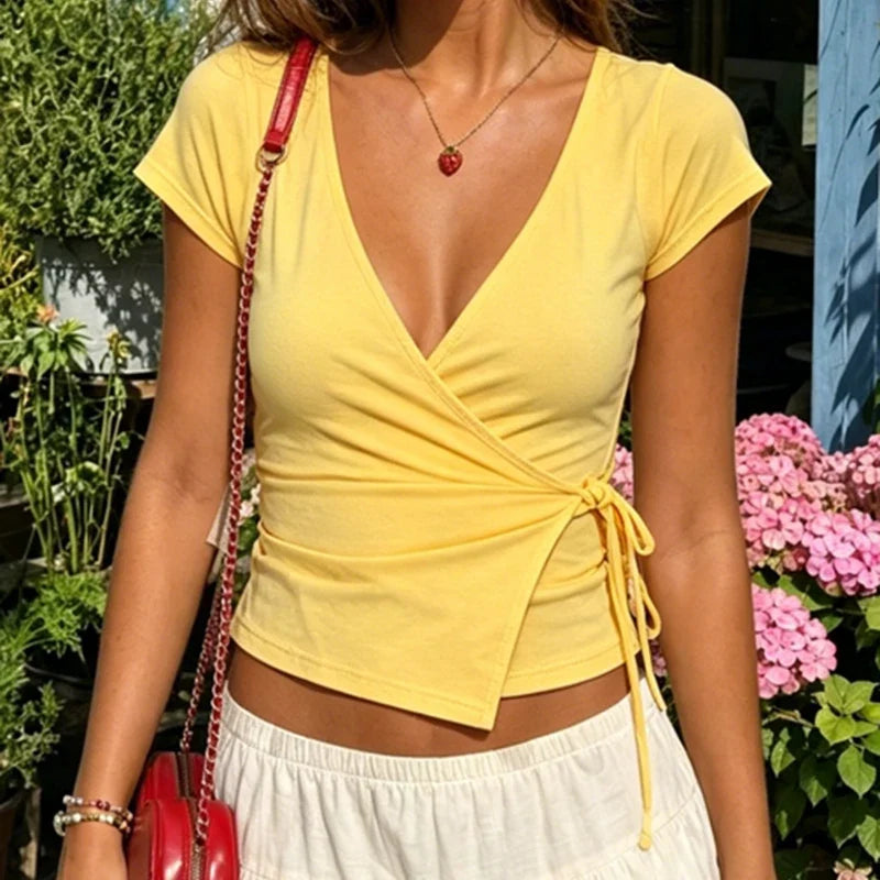 Y2K Wrap Crop Top