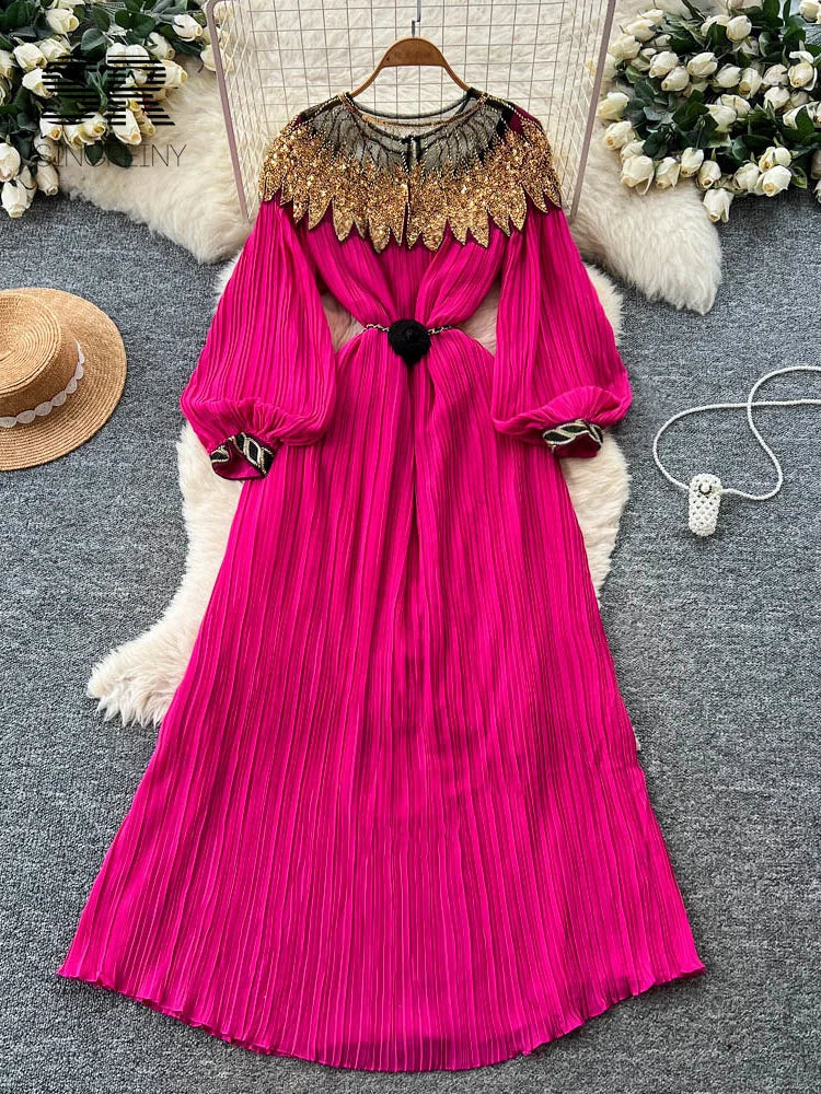 Sequins Pleated Beading Dress