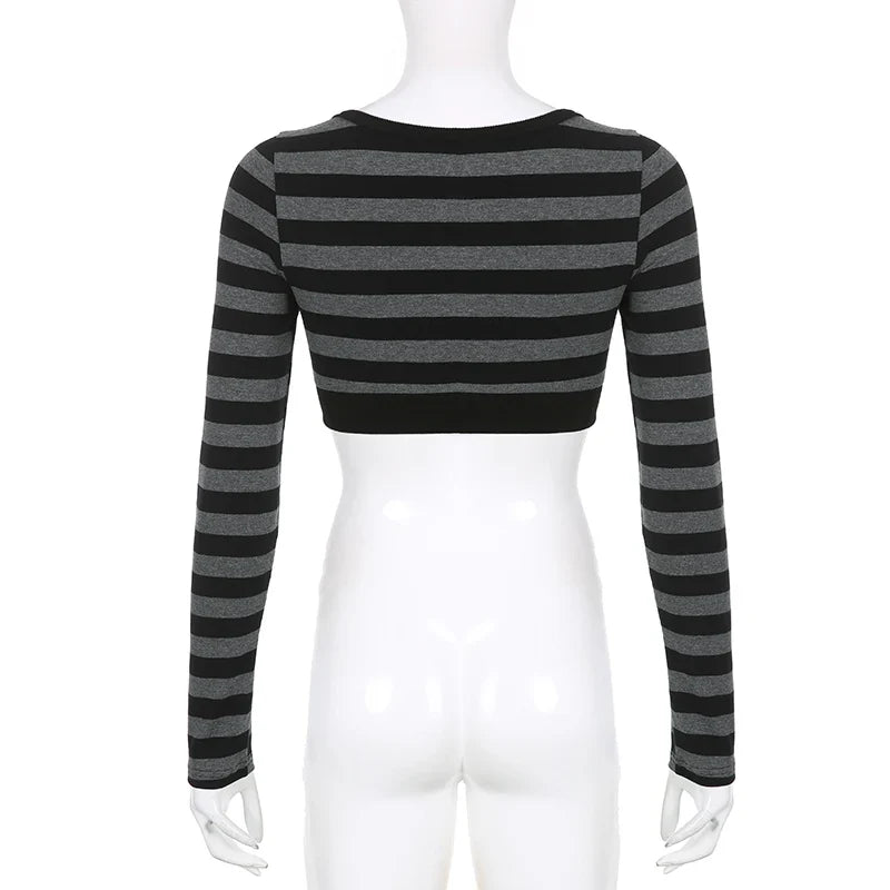 Y2K Vintage Striped Crop Top