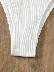 White Ring Linked Hollow Out Push Up Micro Swimsuit