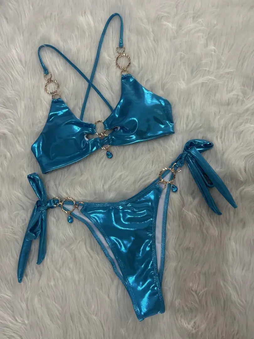 Luxury White Gold Bikini Set