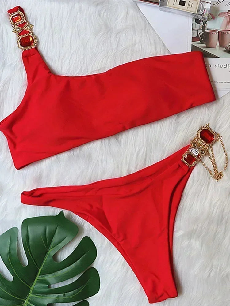 Halter Crystal Rhinestone Diamond Bikini