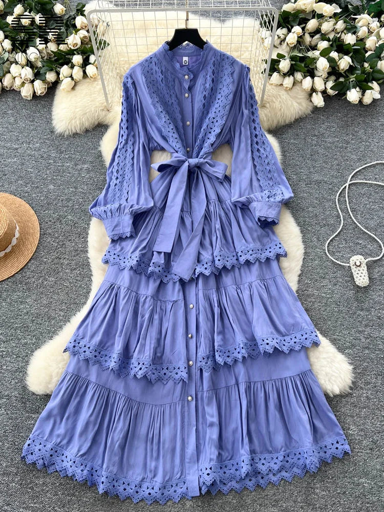 Retro Lace Spliced Dress