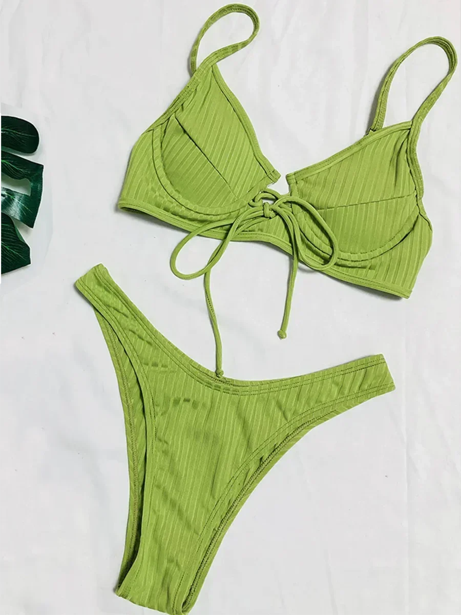 Sexy Ribbed Underwired V-Bar Bikini