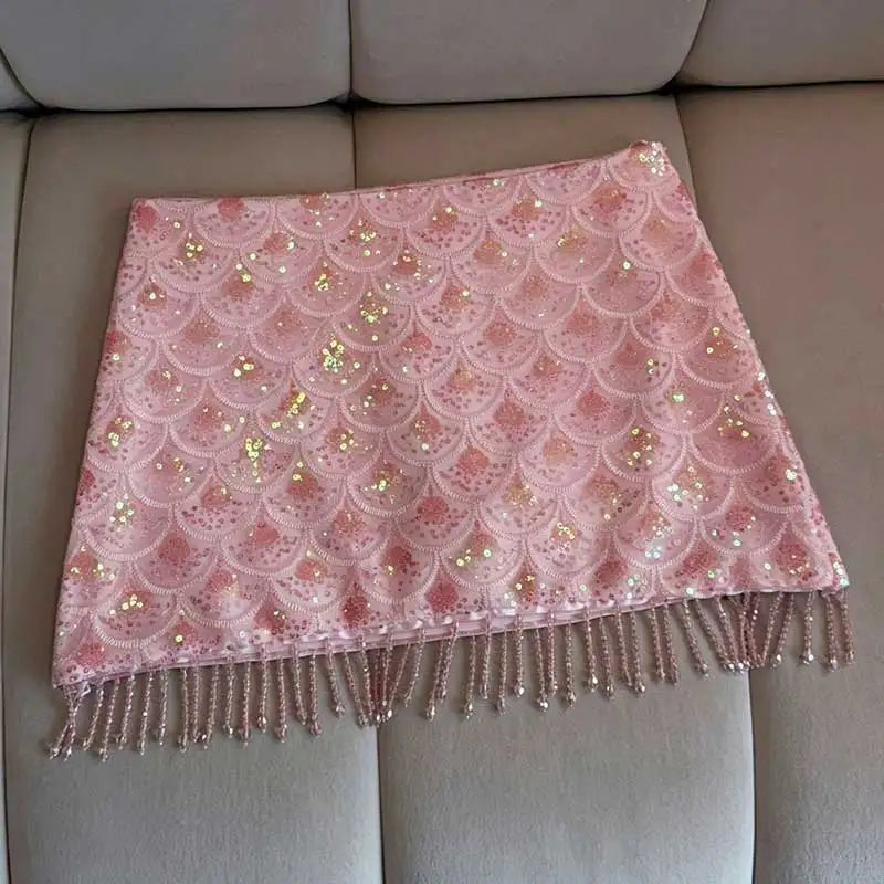 Sequin Chic Mermaid Mini Skirt High Waisted Sexy Bodycon Bottoms Sparkly Night Club Party Skirt