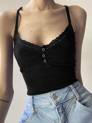 Sexy Folds Buttons Sleeveless Crop Top