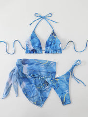 Sexy Blue Marble Print Bikini Set