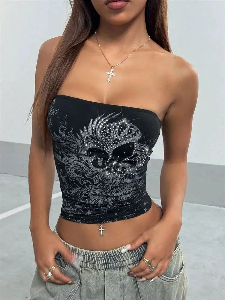Rhinestones Crop Top