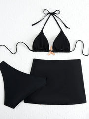 Vintage Mesh Starfish Skirt 3 Piece Bikini Set