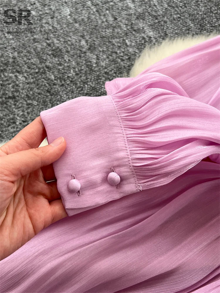 Elegant Chiffon Pleated Dress