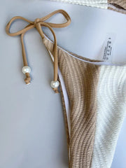 XS - L Splicing Halter Hollow Out Ribbed Bikini