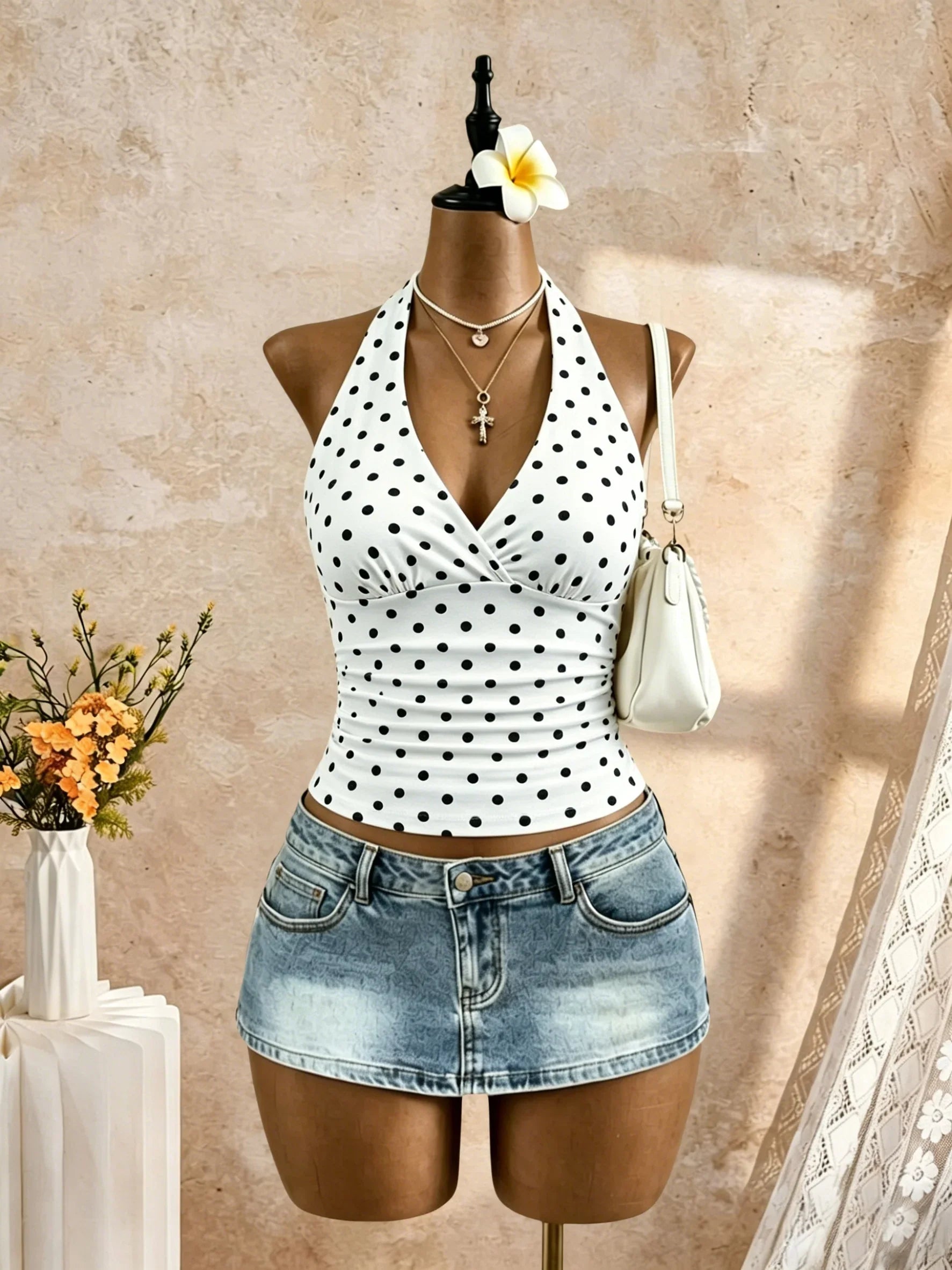 Y2K Solid White Sleeveless Casual Daily Tank Top