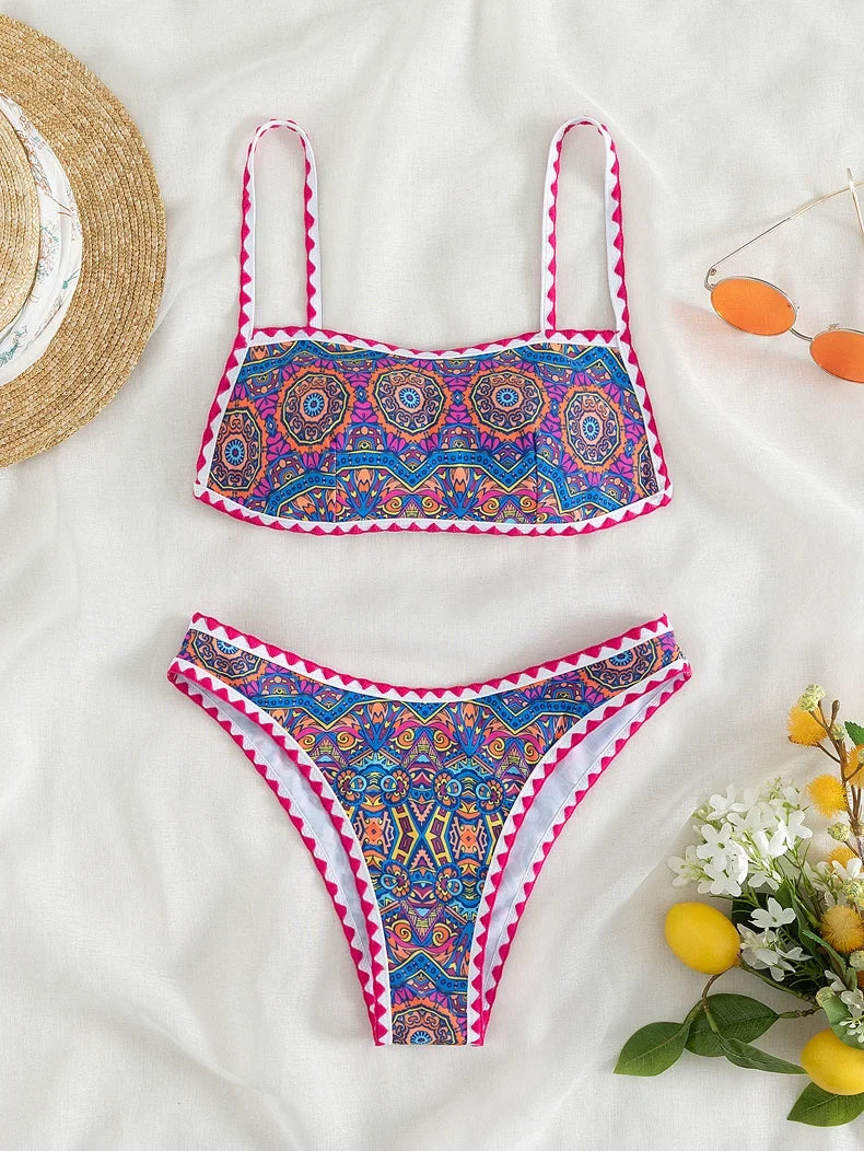 Sexy Tropical Print Bikini Set