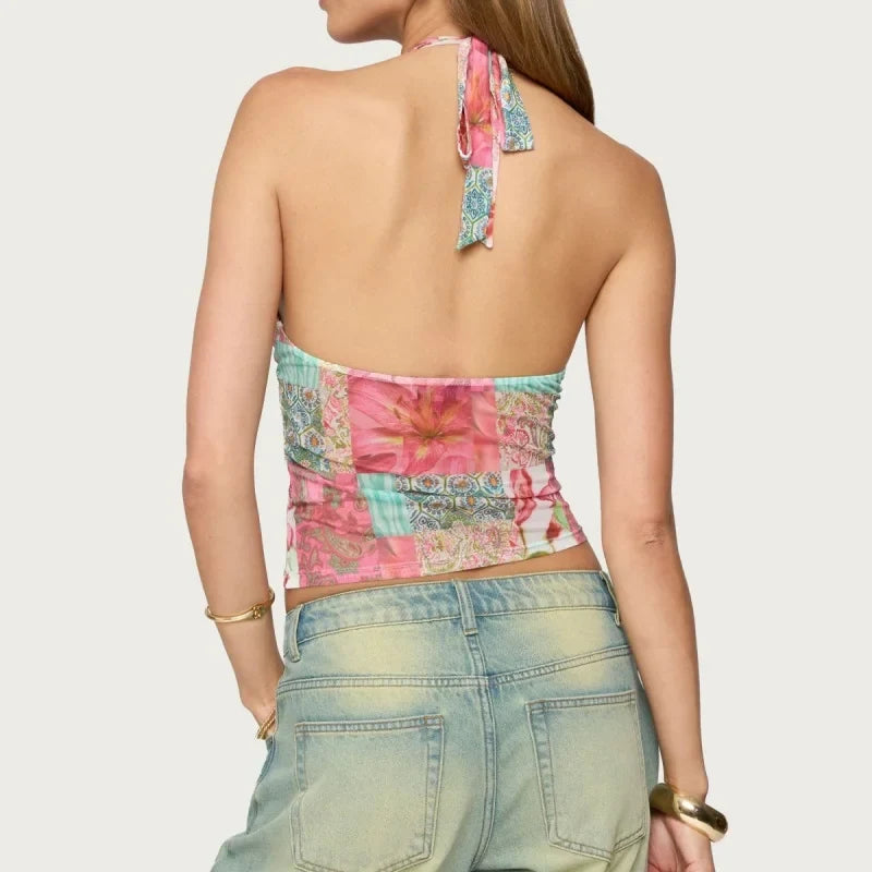 Women's Floral Halter Tank Tops