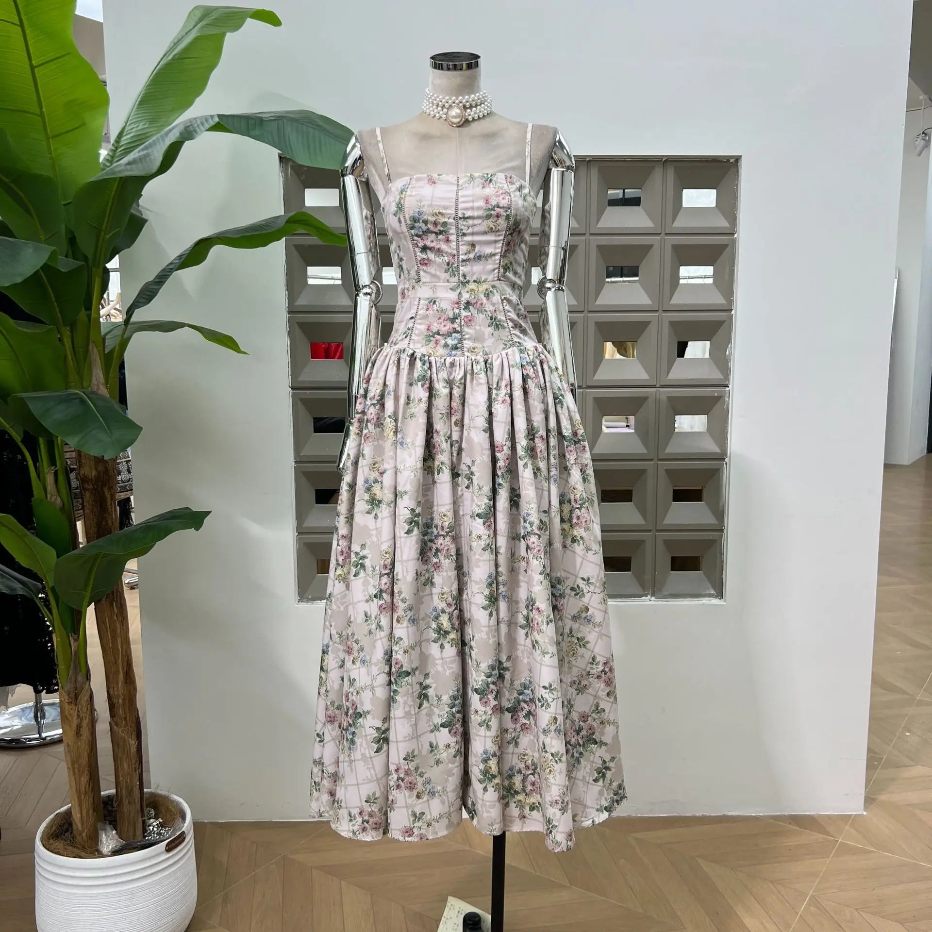 Casual Holidy Style High Waist Retro Printed Maxi Dress