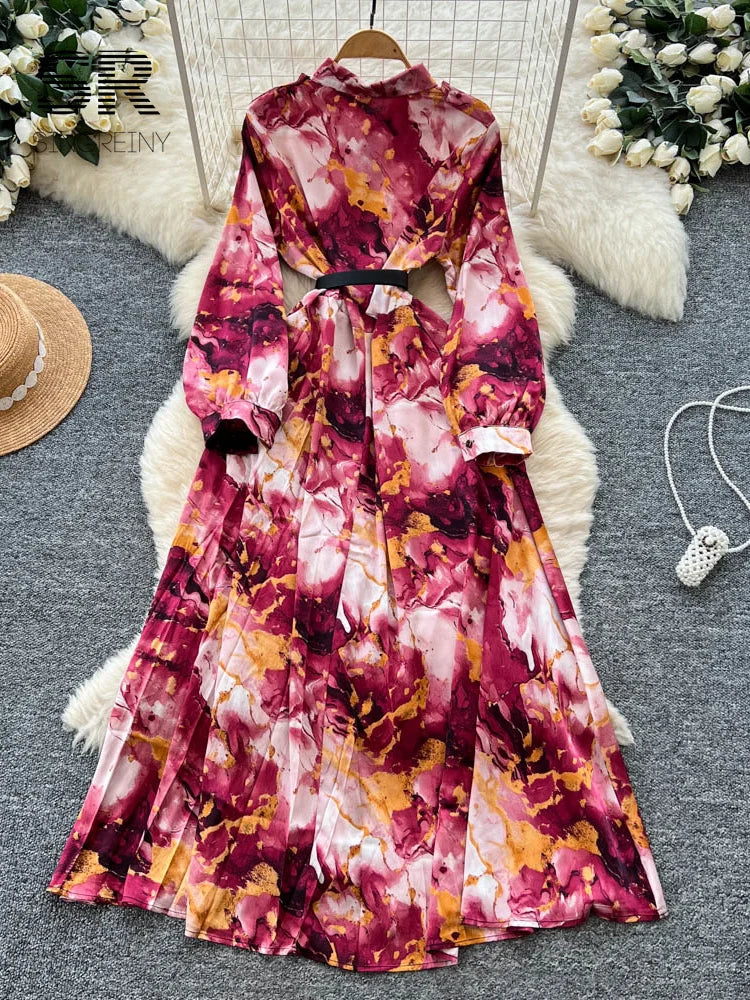 Long Sleeves Vacation Floral Dress