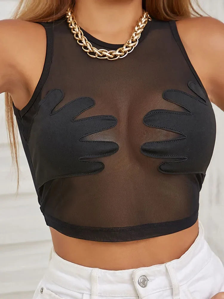 Body-Shaping See Through Hipster Crop Tops
