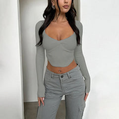 T-shirt Spring New Sexy Low Chest Crop Top