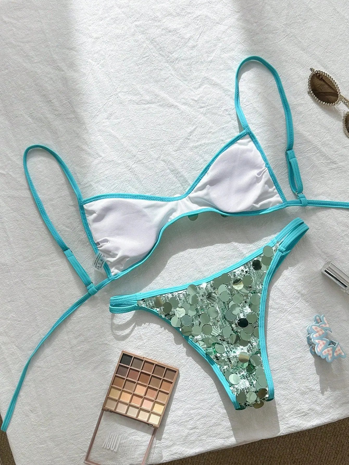 Shiny Sequin Coffee Bikini Set