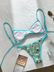 Shiny Sequin Coffee Bikini Set