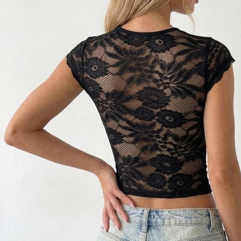 Women's Lace Going Out Crop Tops