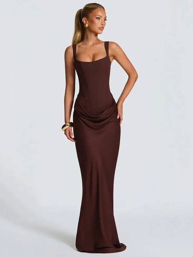 Backless Ruched Sexy Maxi Dress
