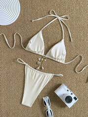 Sexy White Metal Starfish Shell Ornament Bikini Set