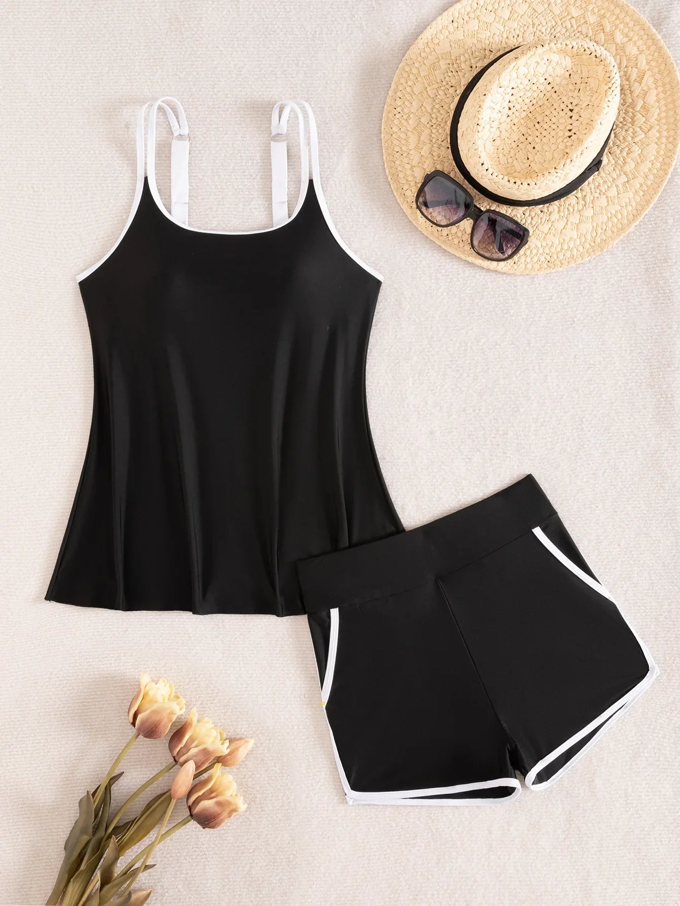 Vintage Black White Contrast Bikini Set
